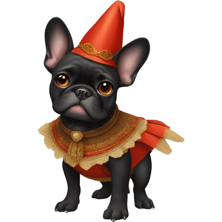 Black French Bulldog in turkey costume emoji