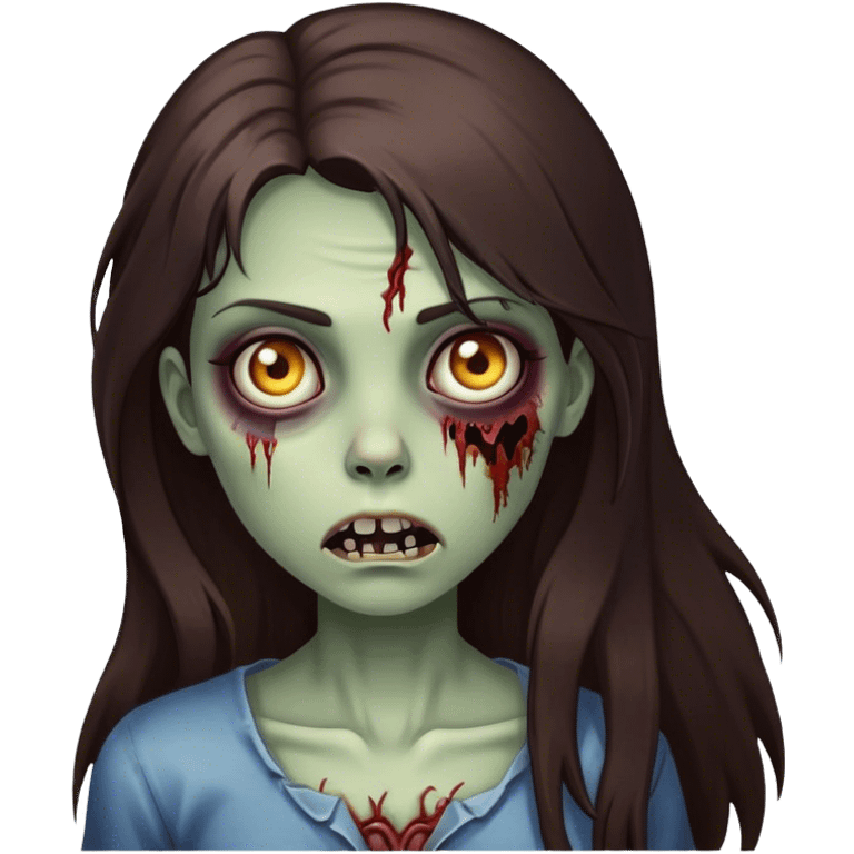 girl zombie with long dark brown hair emoji