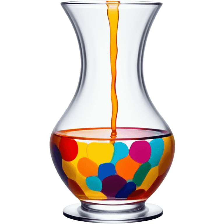 Glass painting icon, hand-painted colorful patterns on a glass surface, visible fine paintbrush and glass object like a vase or decorative plate, bright vibrant colors, no finished artwork, just the painting process, minimalistic style, clean lines, transparent background. emoji