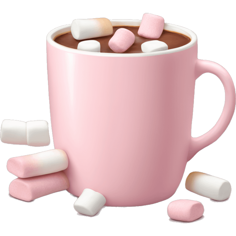 Light Pink mug of hot chocolate with marshmallows  emoji