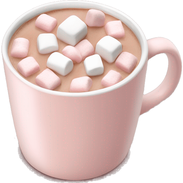 Light Pink mug of hot chocolate with marshmallows  emoji