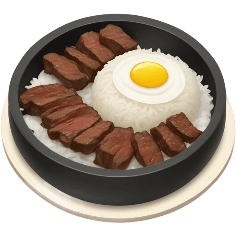 Bulgogi beef Korean dish with white rice and onion slices emoji