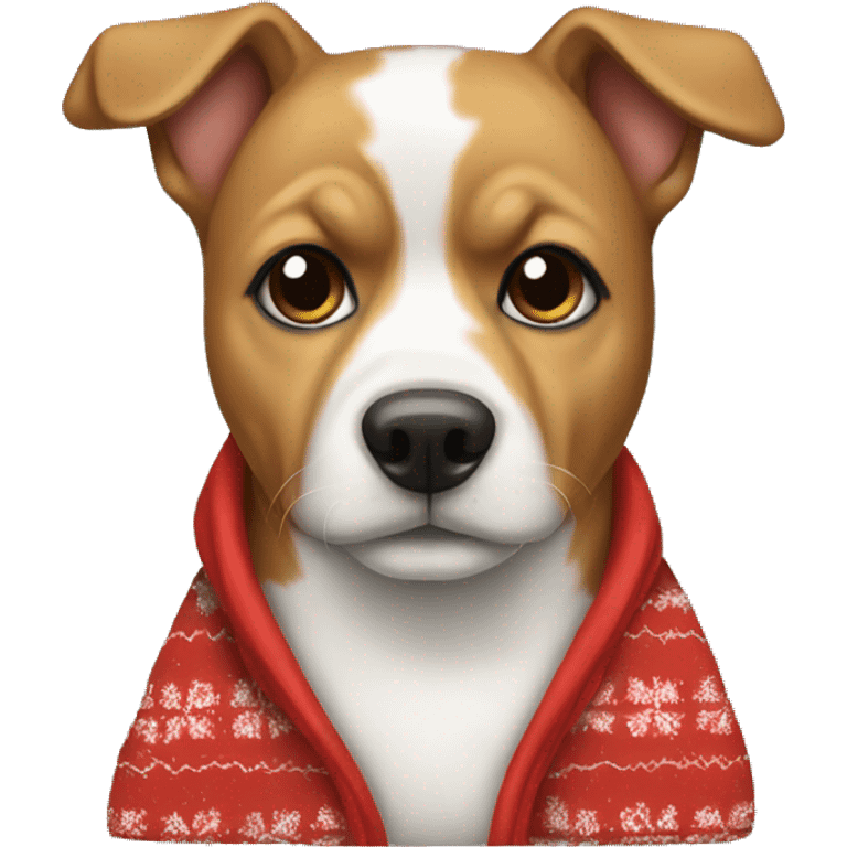 Dog wearing christmas PJs emoji