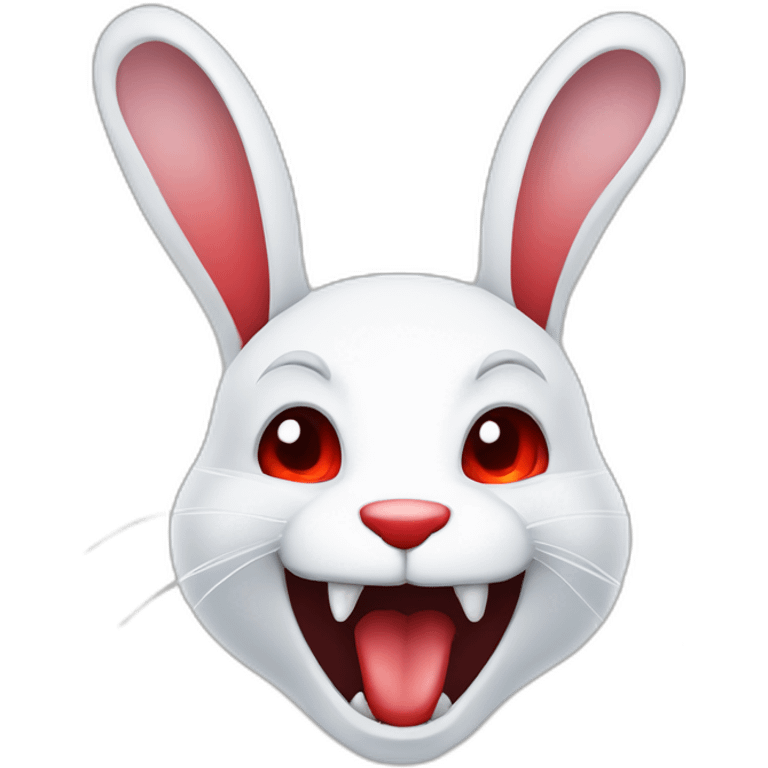 evil white rabbit with sharp fangs with red around mouth emoji