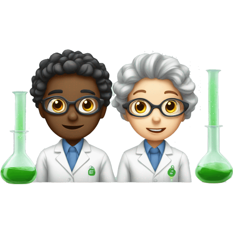 A pair of child scientists in the middle of an experiment (one man and one woman) emoji