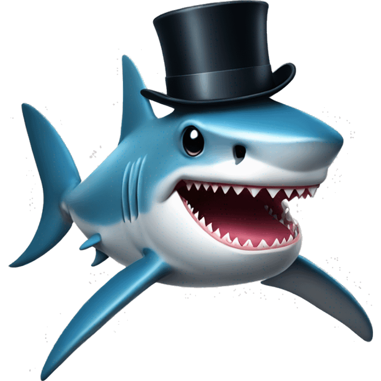 Shark with a top hat emoji