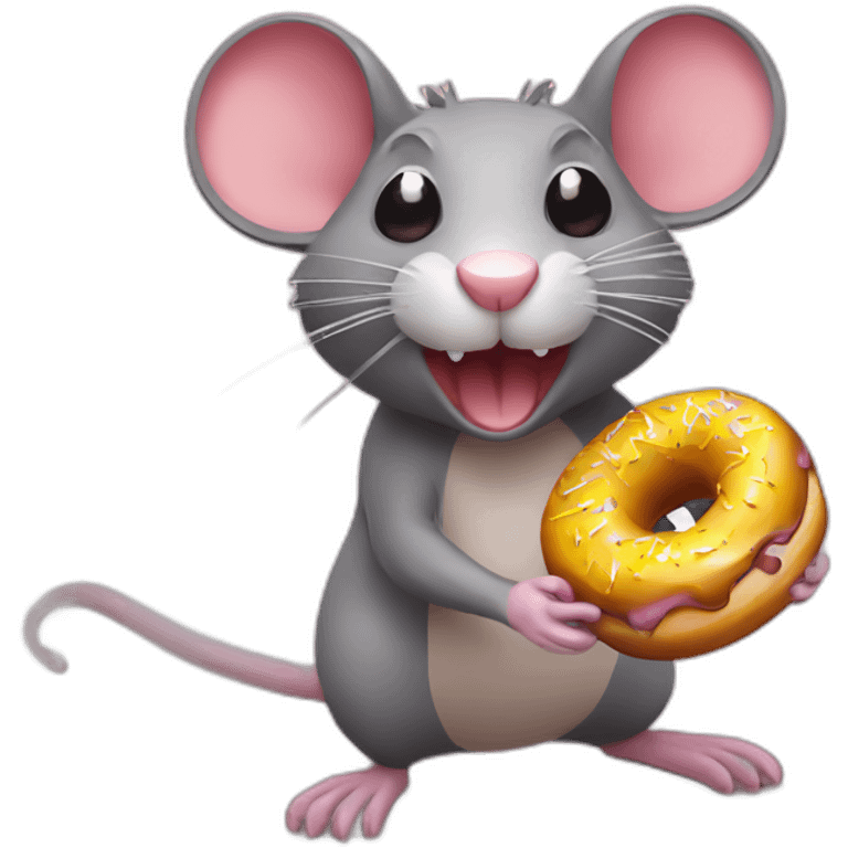 Rat qui mange un donuts  emoji