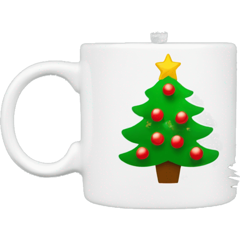 A Christmas tree with a coffee mug ornament on top emoji