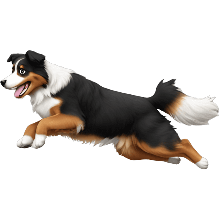 Jumping Australian shepherd over anvil emoji