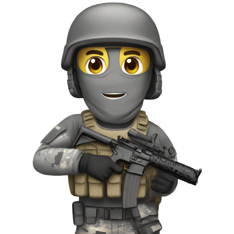 Soldier with AR15 dressed in gray tactical gear emoji