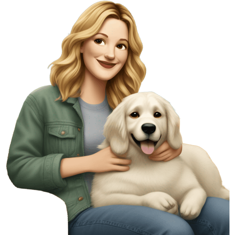 Drew Barrymore With Her Dog Douglas  emoji