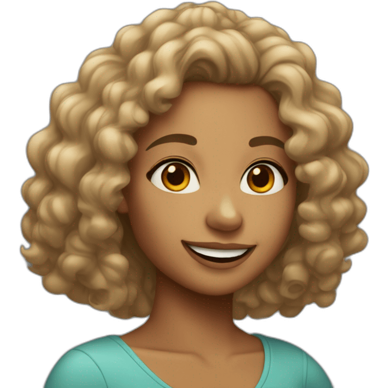 tan girl with dimples and shoulderlength curly hair wearing hoop earrings emoji