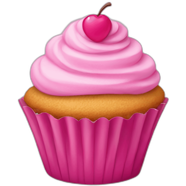 Happy pink cupcake emoji