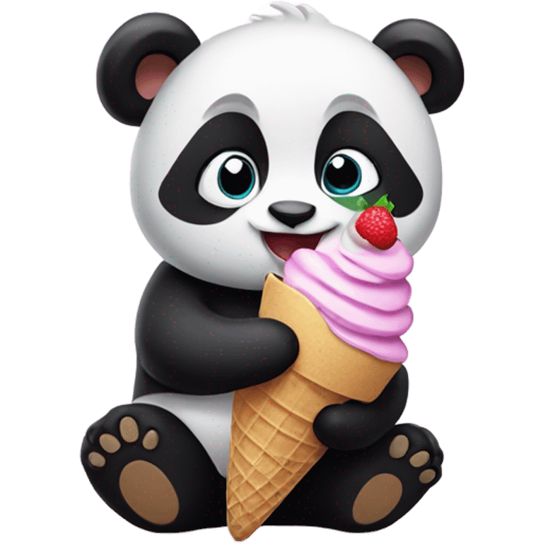 Panda eating ice cream emoji