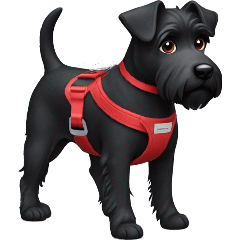 bi black terrier dog with red harness  emoji