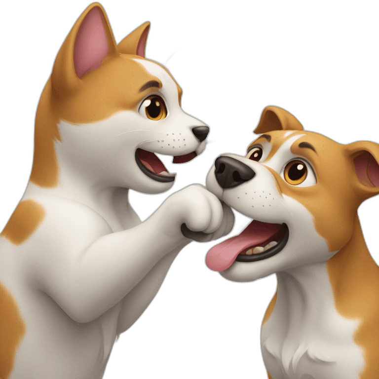 A dog and a cat fighting emoji