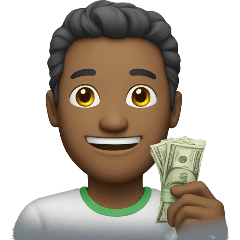 Man holding money and smiling  emoji