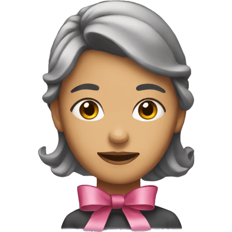 Woman wearing ribbon emoji