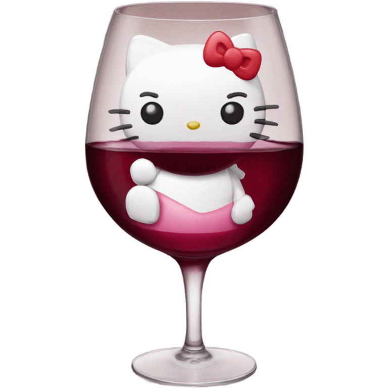 Hello Kitty drinking red wine emoji