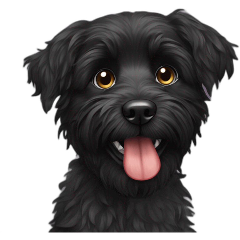 Black scruffy dog with binky in mouth emoji