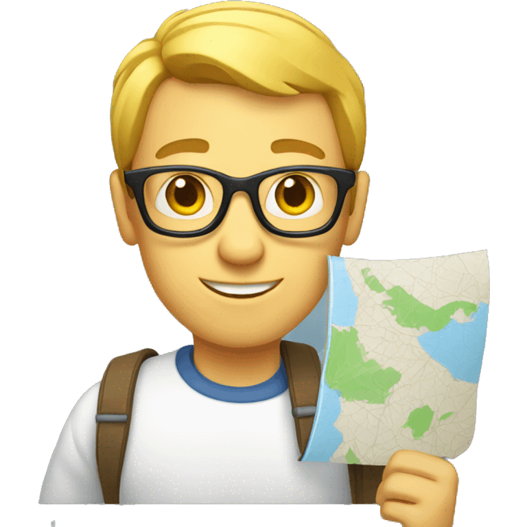 White Nerd Holding Map  emoji