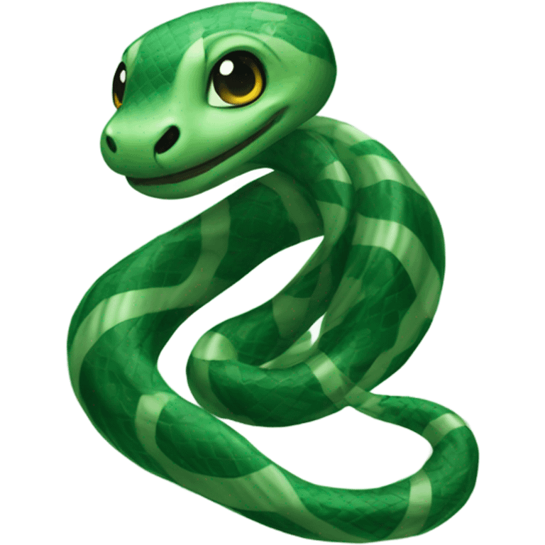 cute baby snake wearing Slytherin scarf emoji