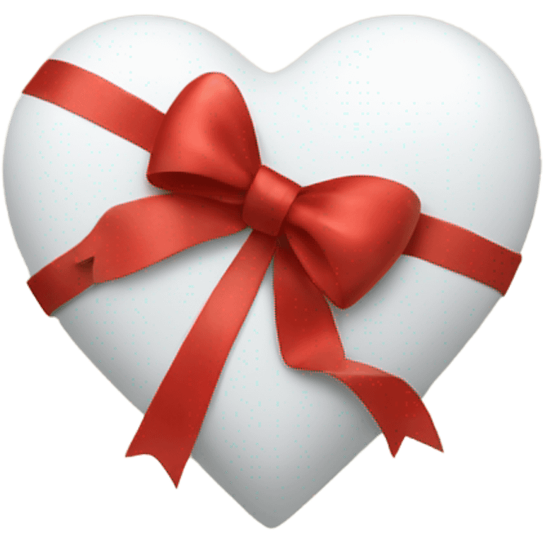 White heart wrapped with red ribbon and bow emoji