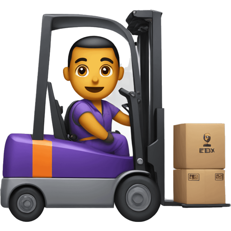 FedEx employee using a forklift emoji