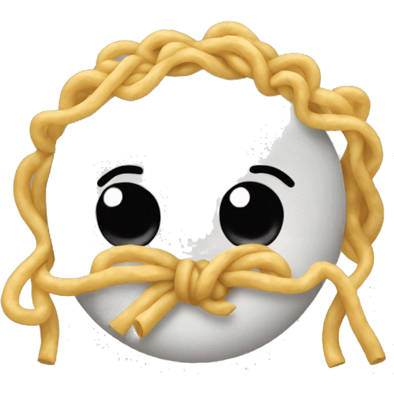 Bow tie noodle with a silly face emoji