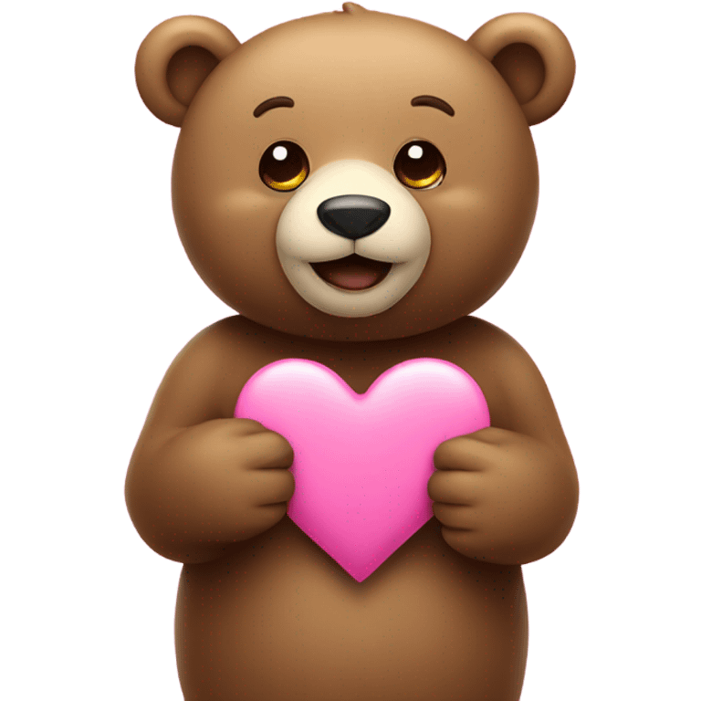 Bear with pink heart emoji