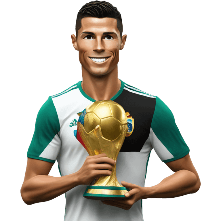 Cristiano Ronaldo con la copa del mundo emoji