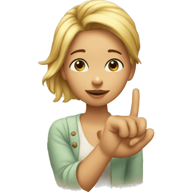 Girl with finger doing the shh sign emoji