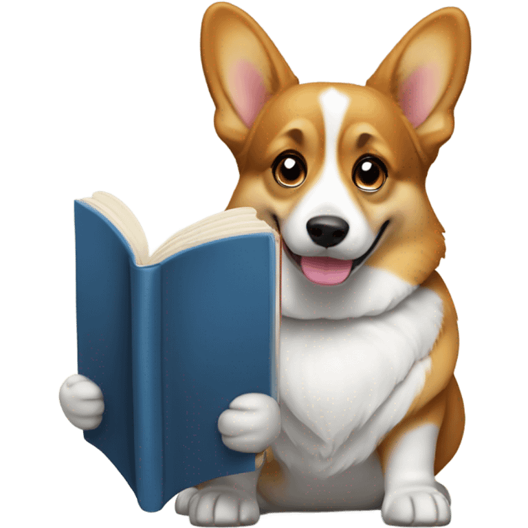 Corgi reading book emoji