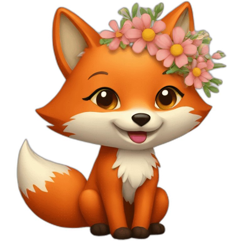 Fox with flowers  emoji