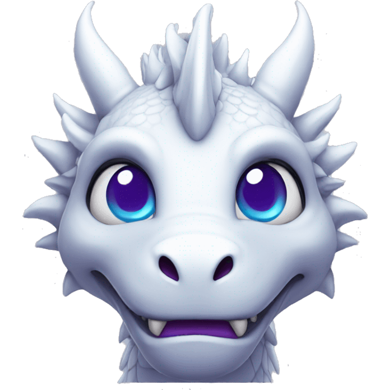 white dragon with blue eyes with purple accents comic style emoji