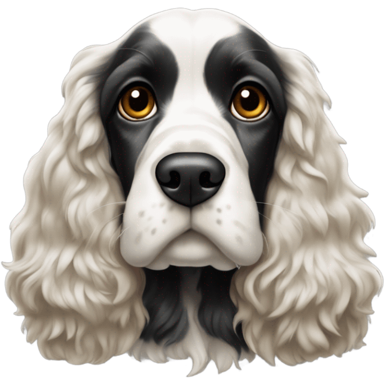 A black and white fully grown Cocker Spaniel emoji