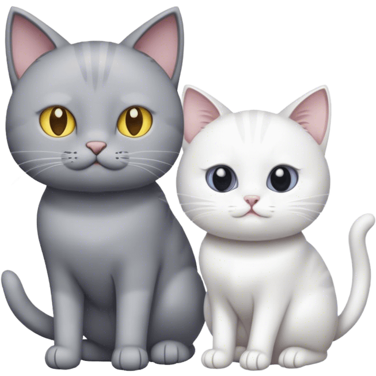 A grey cat and a white cat emoji