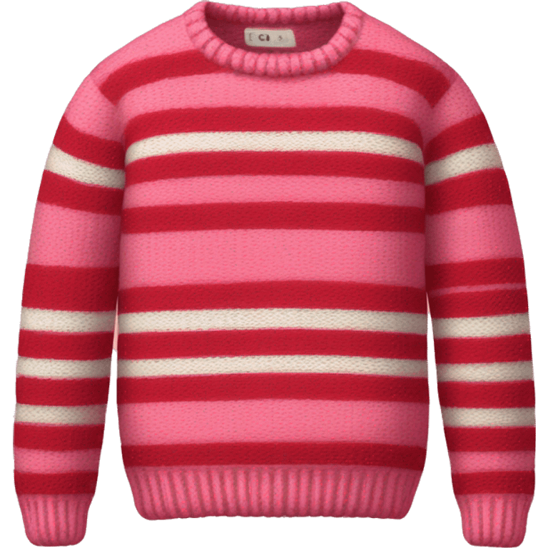 pink and red alternating striped knit sweater  emoji