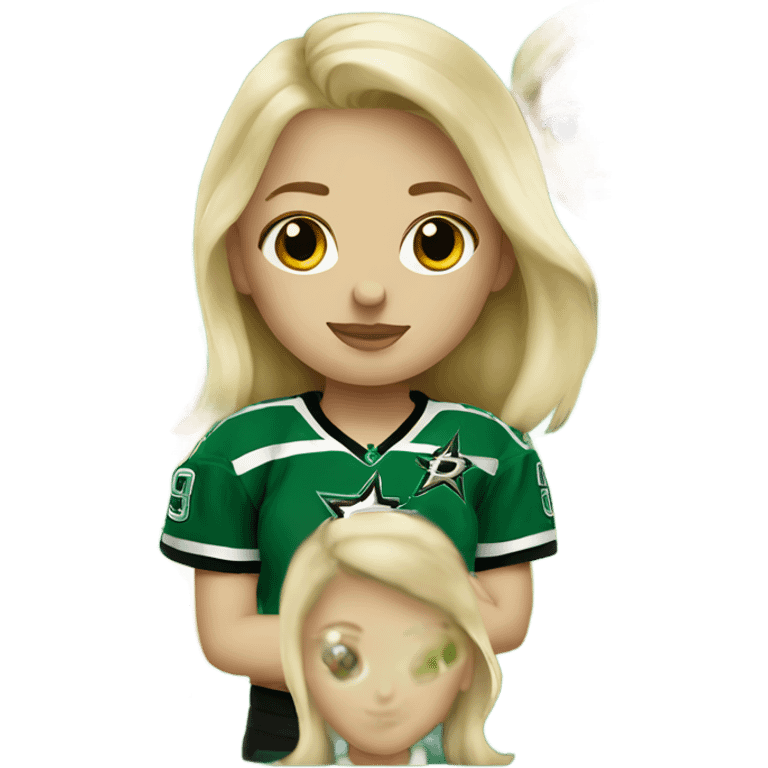 Blonde girl wearing Dallas Stars jersey emoji