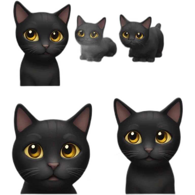 3 black cats emoji