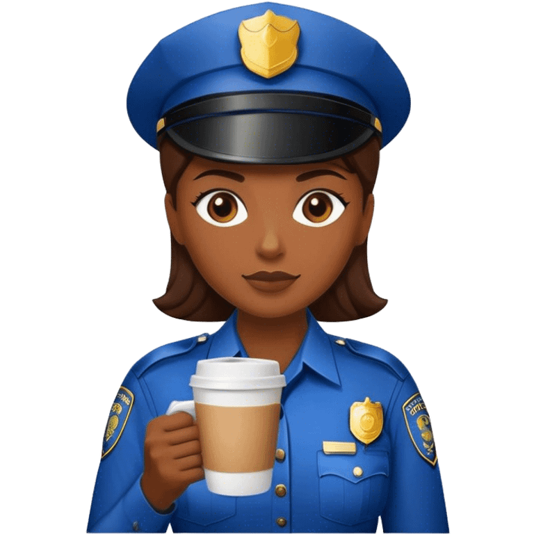 Police woman holding a coffee emoji