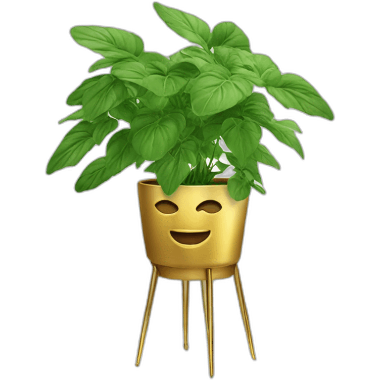 divine plant in a flower pot on a stand in golden with four feet emoji