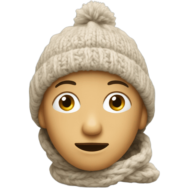 Lost in thought, wearing a knitted hat emoji