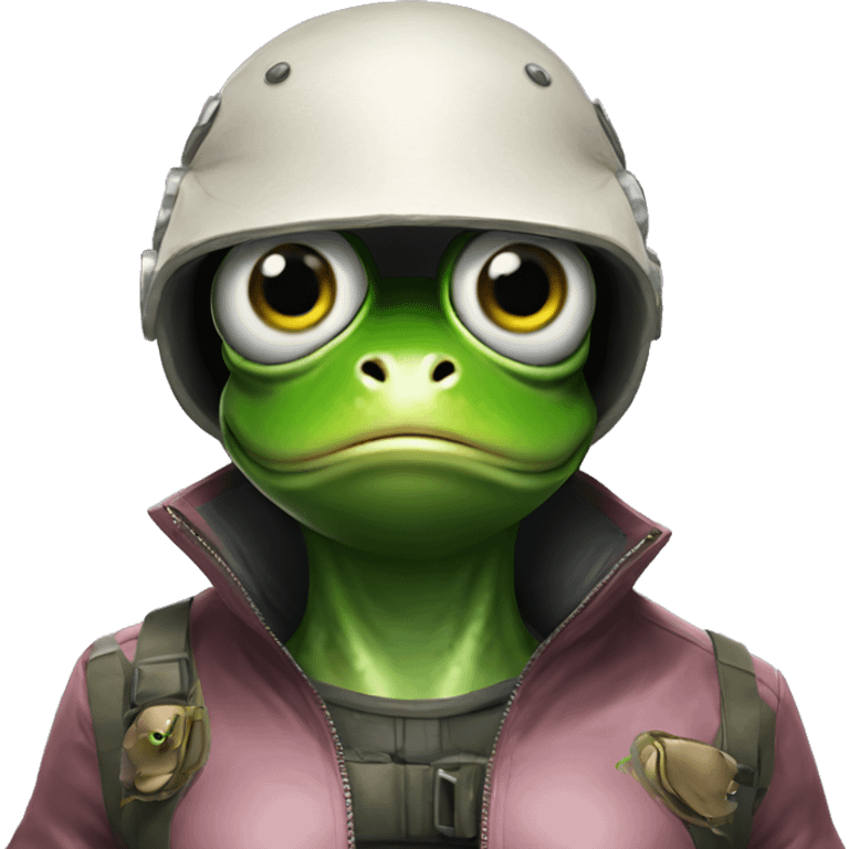 Frog wearing Jill valentines resident evil outfit emoji