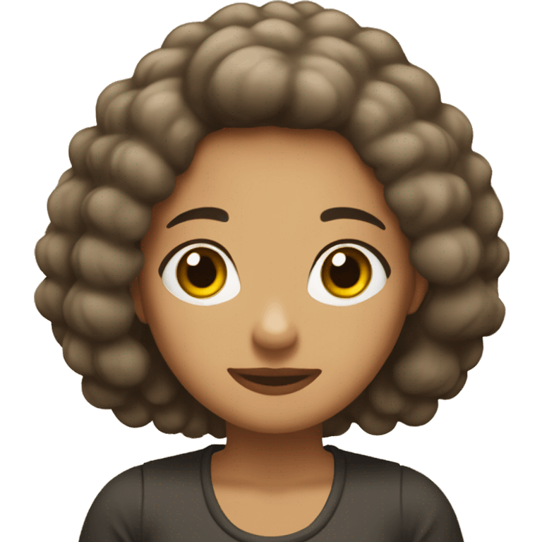 Chica blanca, pelo castaño oscuro y rulo  emoji