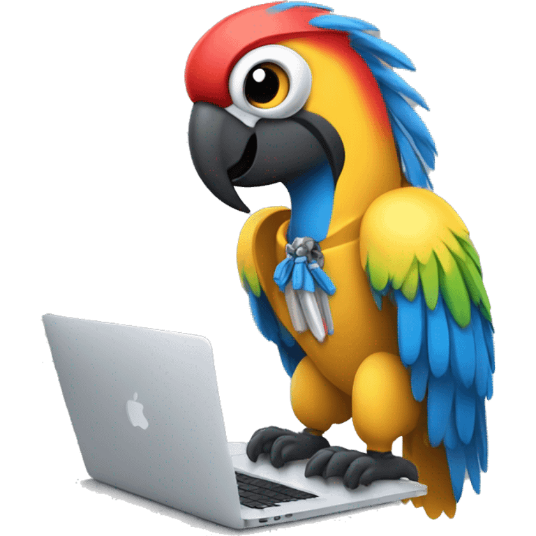 Macaw bot writing in a macbook emoji