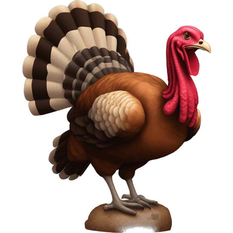 Realistic plucked turkey sitting on a wrecking ball with chain emoji