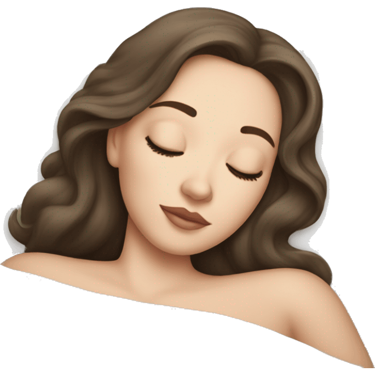 sleeping beauty brunette white girl with a silk pillow emoji