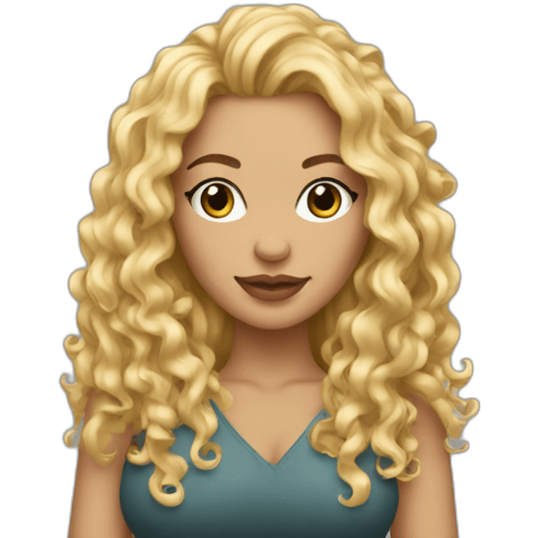 Sexy woman with long blonde curly hair emoji