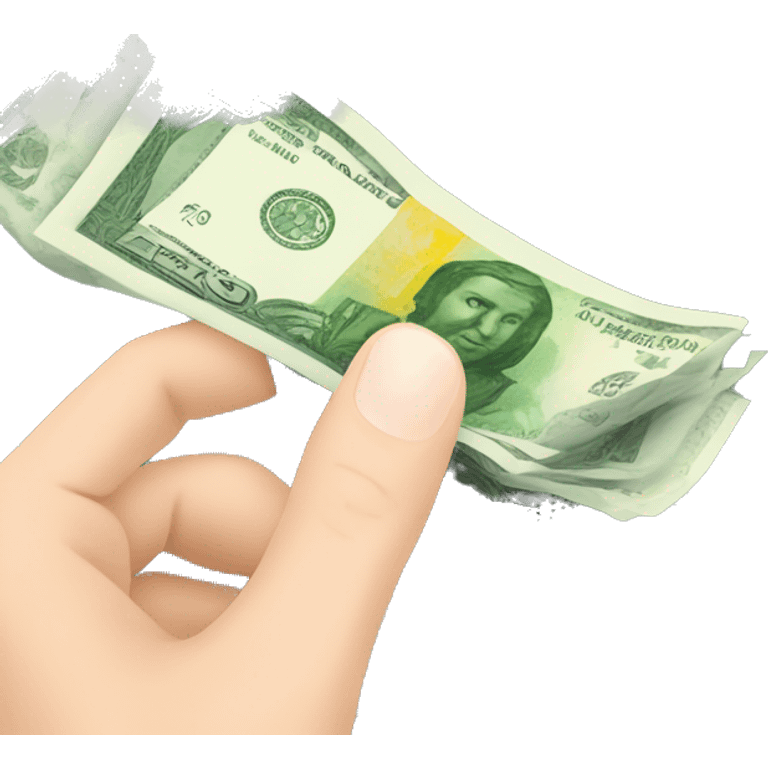 a hand with light skin and manicure holding money in euro banknotes emoji